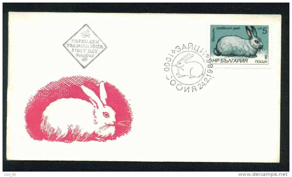 FDC 3488 Bulgaria 1986 / 5 Hares And Rabbits /Hasen Und Kaninchen Franzosisches Silberkaninchen Angorakaninchen Englisc - Hasen