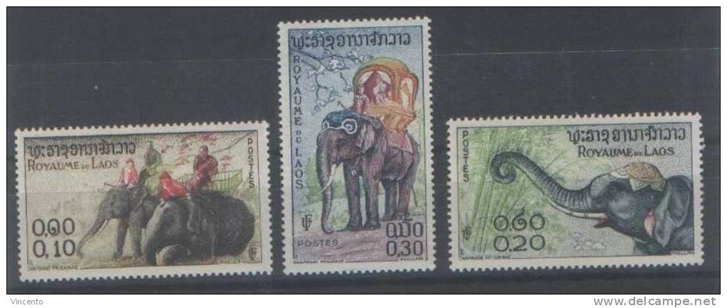LAOS Eléphants NEUFS N°44-45-46   1958 - Elefantes