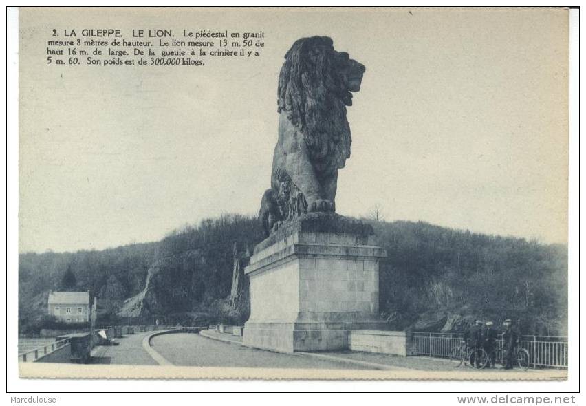 Gileppe. Le Lion. Le Piédestal En Granit Mesure 8 Mètres De Hauteur. Le Lion Mesure 13 M. 50 De Haut 16 M. De Large. - Gileppe (Dam)