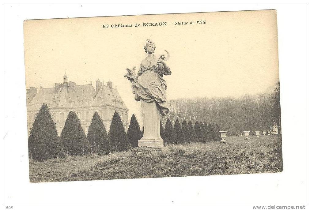 SCEAUX  92 Château Statue De L'Eté éditeur Baslé Robinson - Sceaux