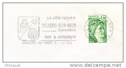 1980 France 14 Villers Sur Mer   Coquillages Shell Conchiglie  Sur Lettre Entiere - Coneshells