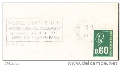 1975 France  Paris  Coquillages Shell  Conchiglie   Sur Lettre Entiere - Conchas
