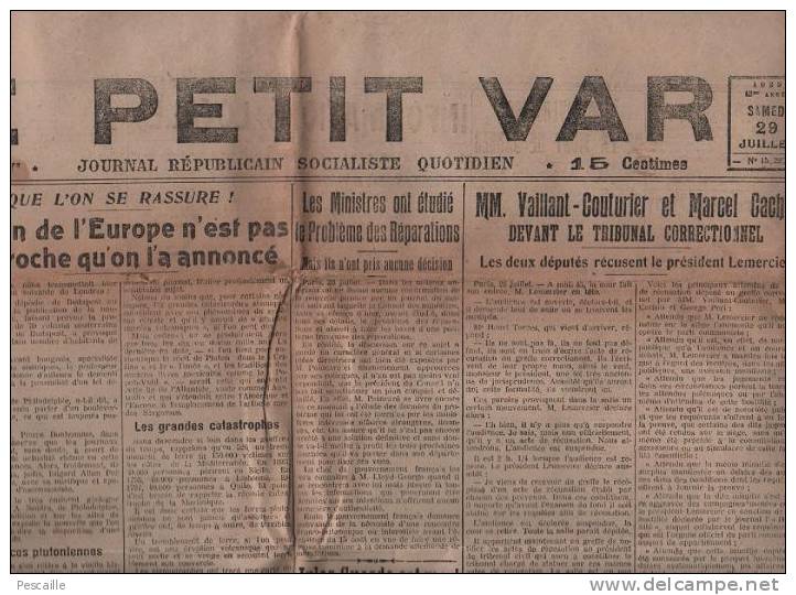 LE PETIT VAR 29/07/1922 - VILLES DU VAR - TOULON - CACHIN - CUERS PIERREFEU - DRAGUIGNAN HYERES BRIGNOLES - JULES GUESDE - Informations Générales