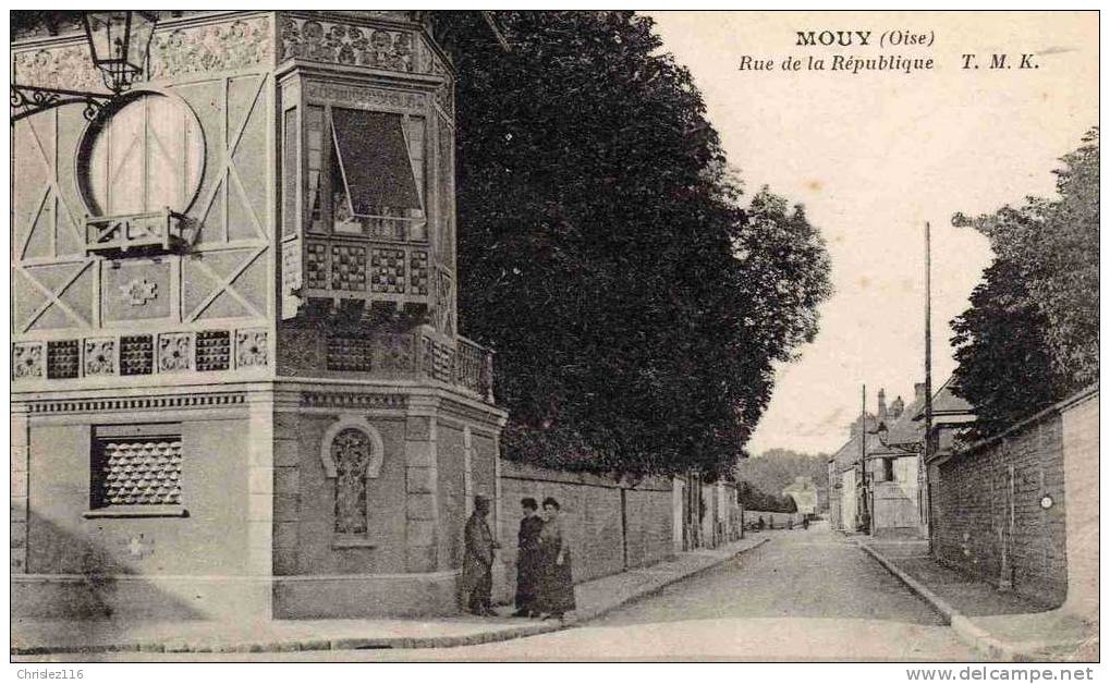 60 MOUY Rue De La République Beau Plan Animé  1917 - Mouy