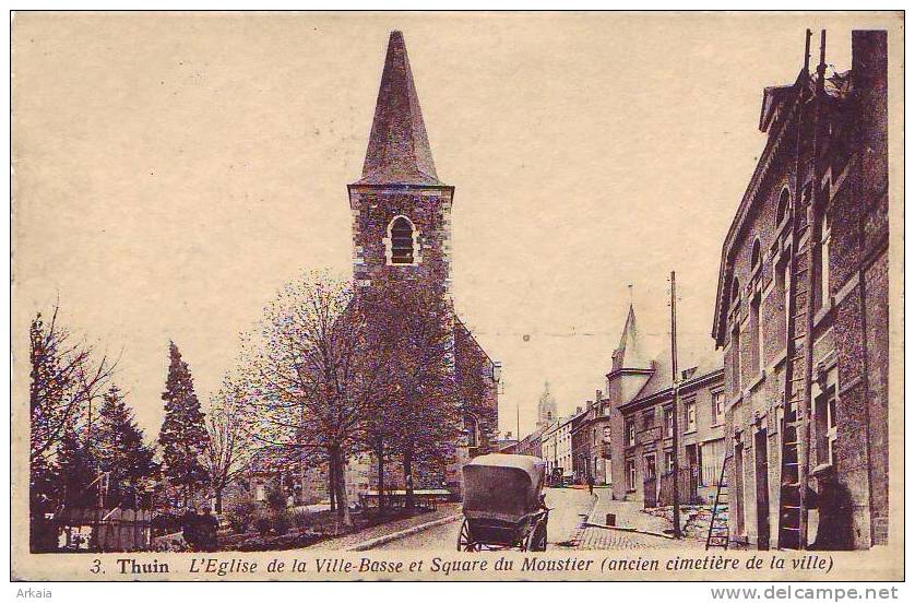 THUIN = L'église De La Ville-Basse Et Square Du Moustier (ancien Cimetière De La Ville) - Thuin