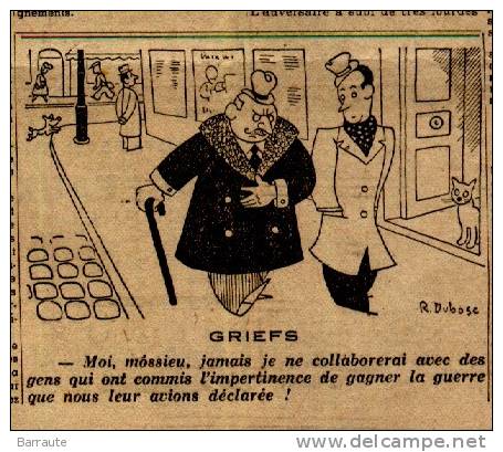 LE PETIT PARISIEN Du 15/12/1942 Dessins De R. DUBOSC - Le Petit Parisien