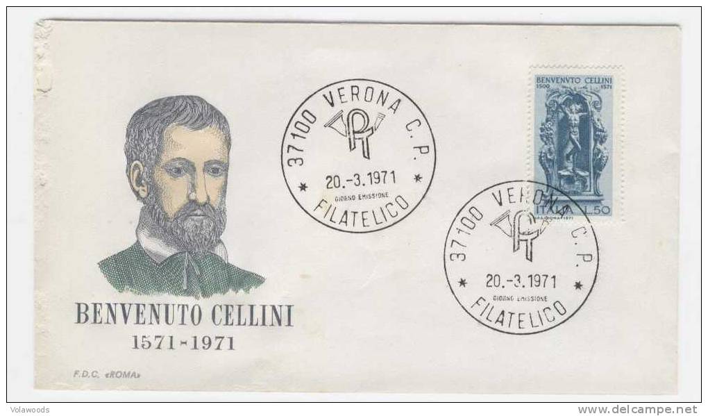 Italia - Busta Fdc Con Serie Completa: 4° Centenario Della Morte Di Benvenuto Cellini - Incisioni