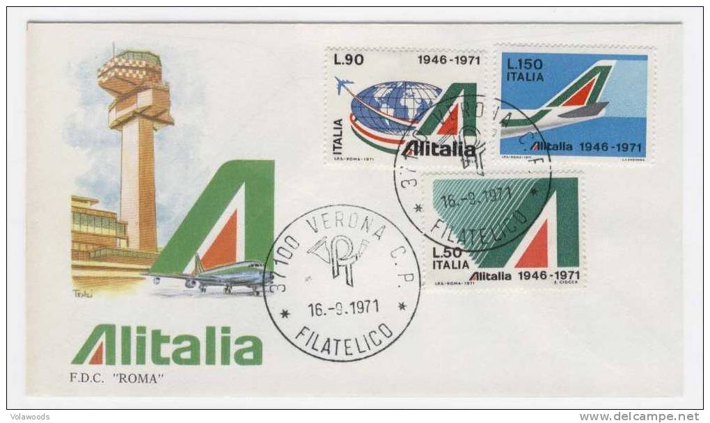 Italia - Busta Fdc Con Serie Completa: 25° Anniversario Dell'Alitalia - Altri (Aria)