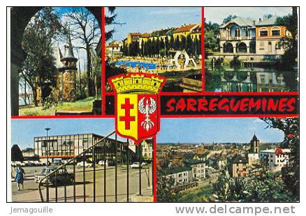 SARREGUEMINES 57 - Pavillon De Geiger, La Piscine, Le Casino Des Fayenceries, Le Nouvelle Hôtel De Ville, Vue Générale. - Sarreguemines
