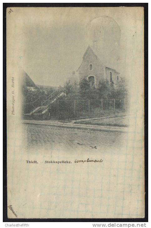 1901 ZEER ZELDZAME "THIELT - TIELT -- STOKKAPELLEKE --Phototypie G.Horta !! - Tielt