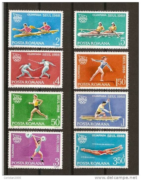 Romania 1988 / Olympic Games Seoul / 8 Val - Ongebruikt