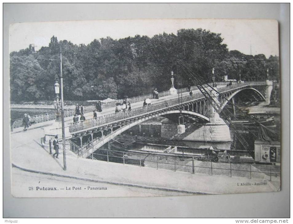 CPA CARTE POSTALE 92 PUTEAUX Le Pont Panorama Grue Et Déchargement D'une Péniche à Quais - Puteaux