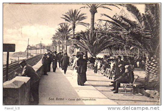 SAN REMO - CORSO DELL'IMPERATRICE ANIMATISSIMA - FERROVIA 15.12.1910 - Massa