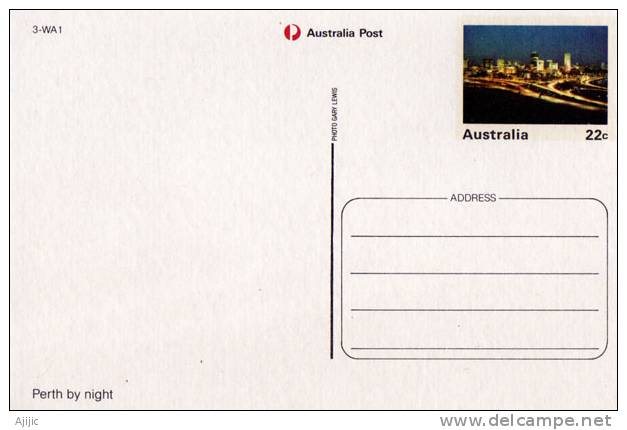 Australie. Vue De Perth (Western-Australia) La Nuit . Un Entier Postal Neuf. PRIX REDUIT! - Ganzsachen