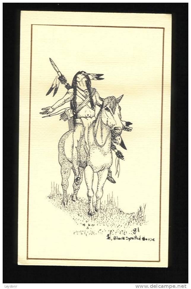 Indian On Horse - Black Spotted Horse - Indianer