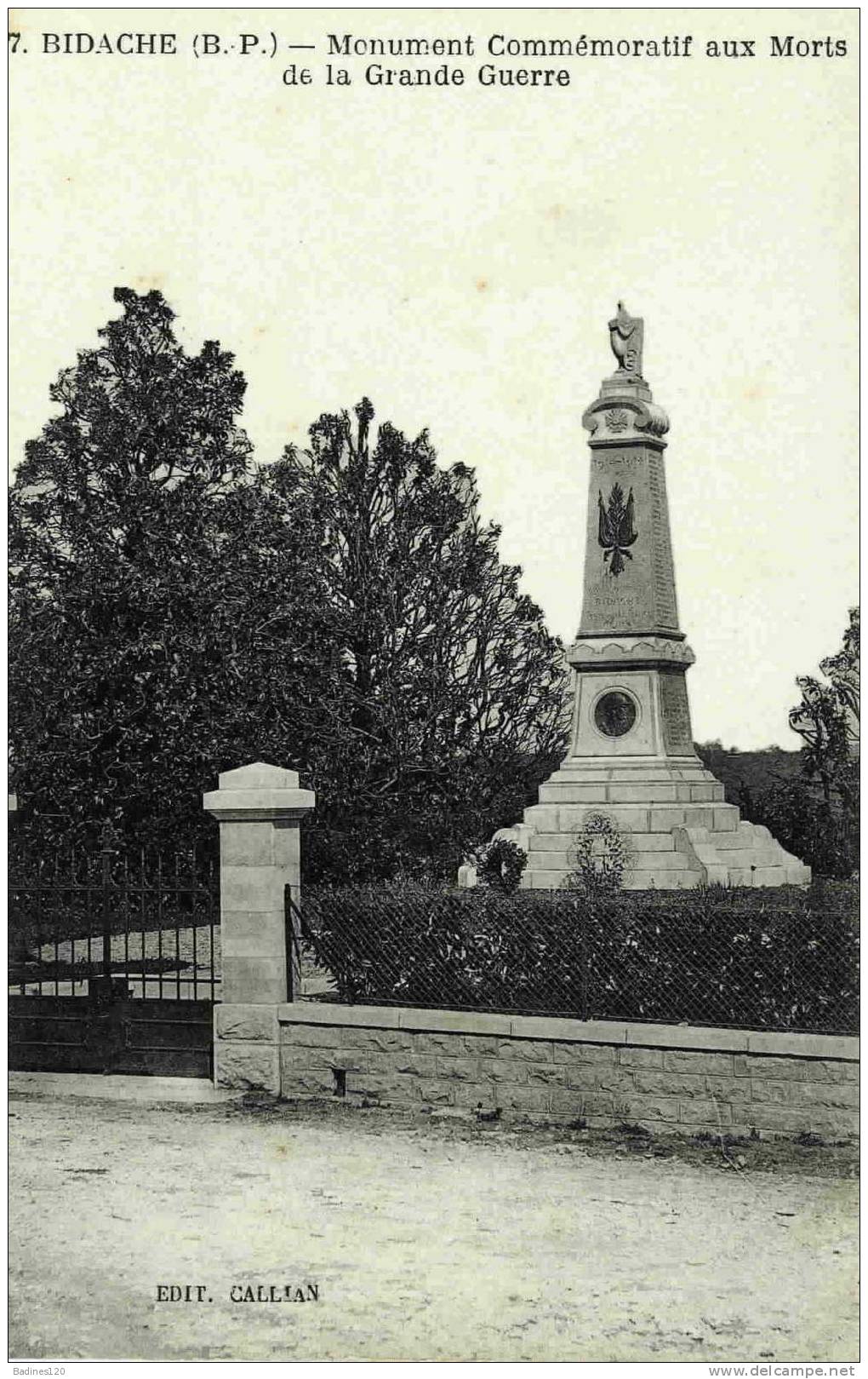 64. BIDACHE. Monument Commémoratif Aux Morts De La Grande Guerre. - Bidache