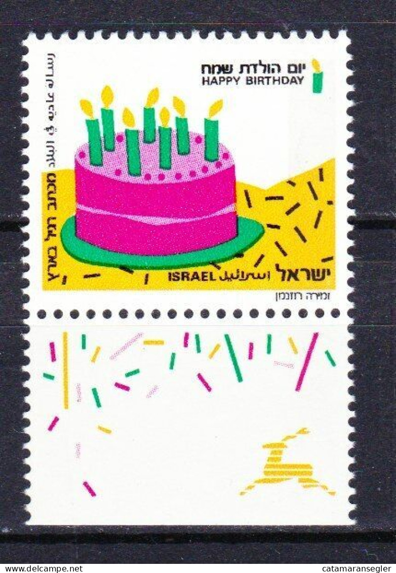 Israel 1991 Nr. 1184 -Grußmarke - Birthday - 1 Ph - R, Postfrisch. - Ongebruikt (met Tabs)