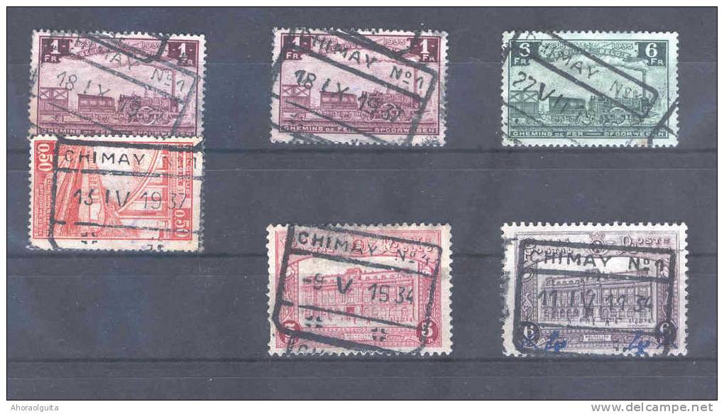 6 Timbres Chemin De Fer Cachets De Gare De CHIMAY 1934/1936  --  7/280 - Nord Belge