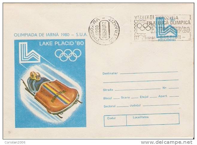 Romania / Postal Stationery With Special Cancellation - Invierno 1980: Lake Placid