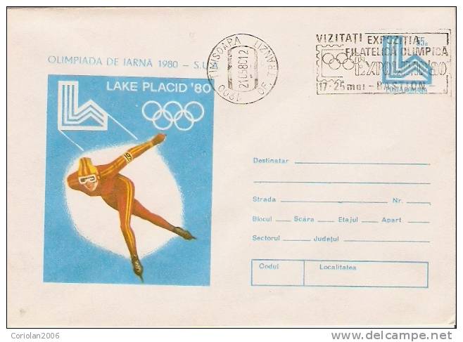 Romania / Postal Stationery With Special Cancellation - Invierno 1980: Lake Placid