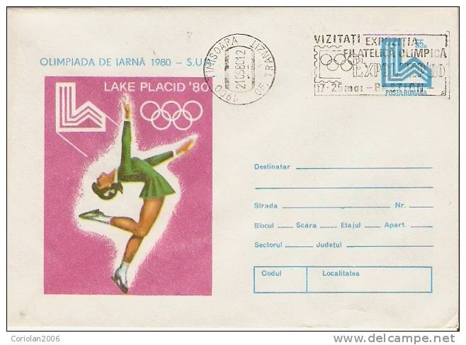 Romania / Postal Stationery With Special Cancellation - Invierno 1980: Lake Placid