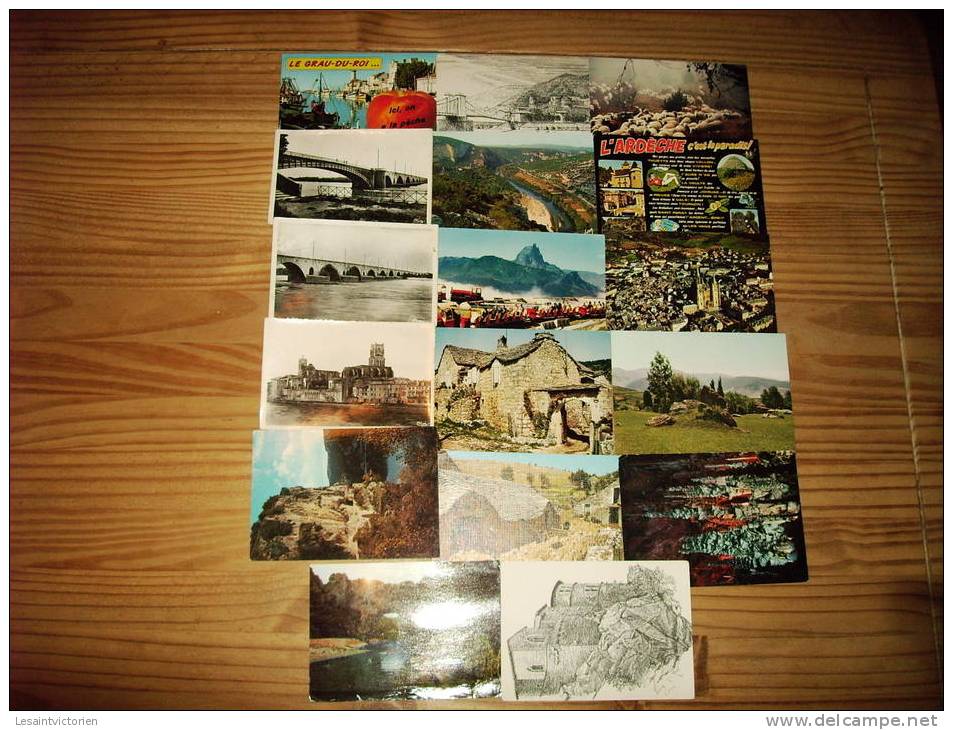 GARD LOZERE ARDECHE LOT DE 17 CARTES DES ANNEES 70 A NOS JOURS - 5 - 99 Postales