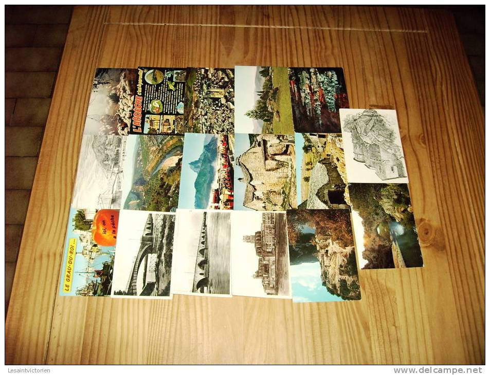 GARD LOZERE ARDECHE LOT DE 17 CARTES DES ANNEES 70 A NOS JOURS - 5 - 99 Cartes