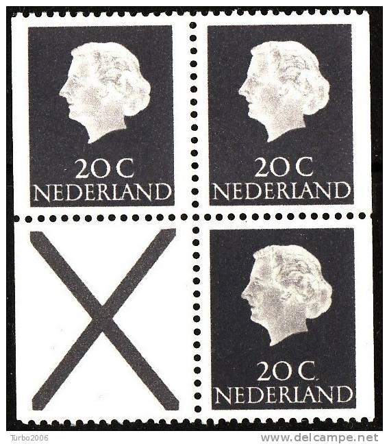 Nederland : 1966 PZB 6 Cominatie NVPH 39 Gewoon Papier ( 3 X 20 Cent + Kruis ) Postfris - Postzegelboekjes En Roltandingzegels