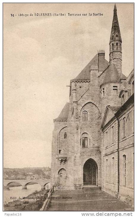 72 - Abbaye De Solesmes - Terrasse Sur La Sarthe (non Circulée - Pont Sur La Sarthe Visible) - Solesmes