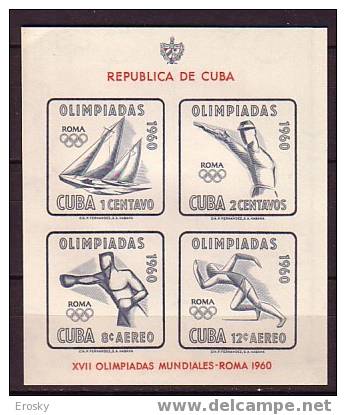 B0967 - JEUX OLYMPIQUES 1960 CUBA Yv BF 17 ** - Hojas Y Bloques
