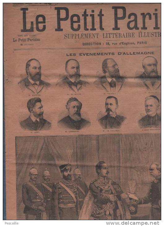 LE PETIT PARISIEN 21 MAI 1893 - EMPEREUR D'ALLEMAGNE DISSOLUTION DU REICHSTAG - TABLEAUX SALON DE 1893 - Le Petit Journal