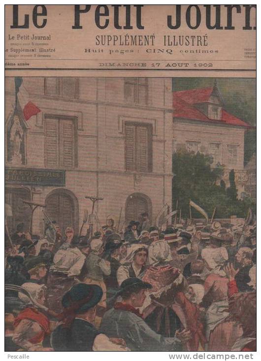 LE PETIT JOURNAL 17 AOUT 1902 - CONGREGATIONS BRETAGNE LANDERNAU - CALOIRE DUEL SAUVAGE - Le Petit Journal