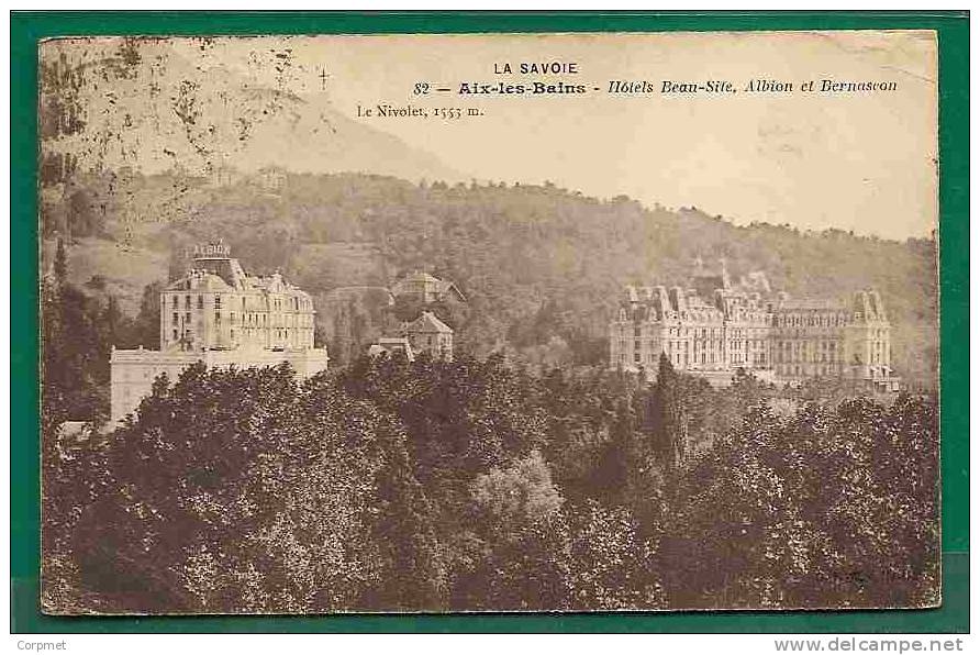 FRANCE - LA SAVOIE - Aix-les-Bains - Hotels Beau-Site,Albion Et Bernascon POSTCARD Sent In 1924 To USA -MERSON Yvert#143 - Briefe U. Dokumente