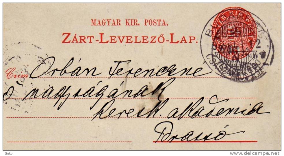 1897. Postcard, Budapest-Brassó - Used Stamps