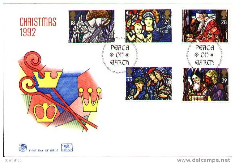 Great Britain FDC 1992. Christmas, Navidad,  Noel . Nice Edition And Postmarkt. - 1991-2000 Decimal Issues