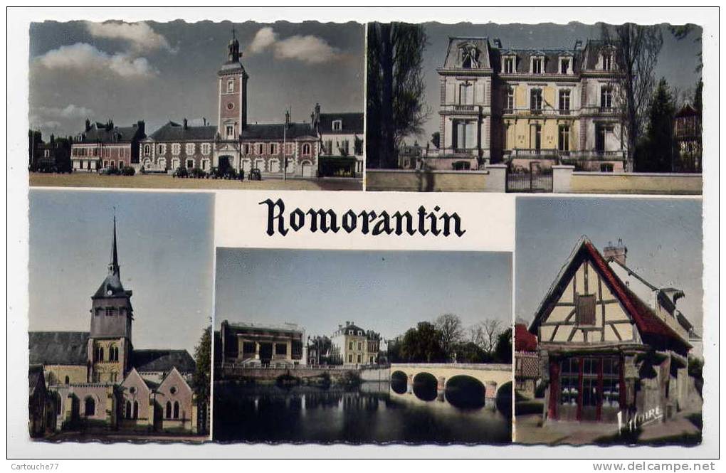 K10 - ROMORANTIN - Jolie Multivues De 1958 - La Place De La Paix - L'hôtel De Ville - L'église - La Sauldre - Le Carroir - Romorantin