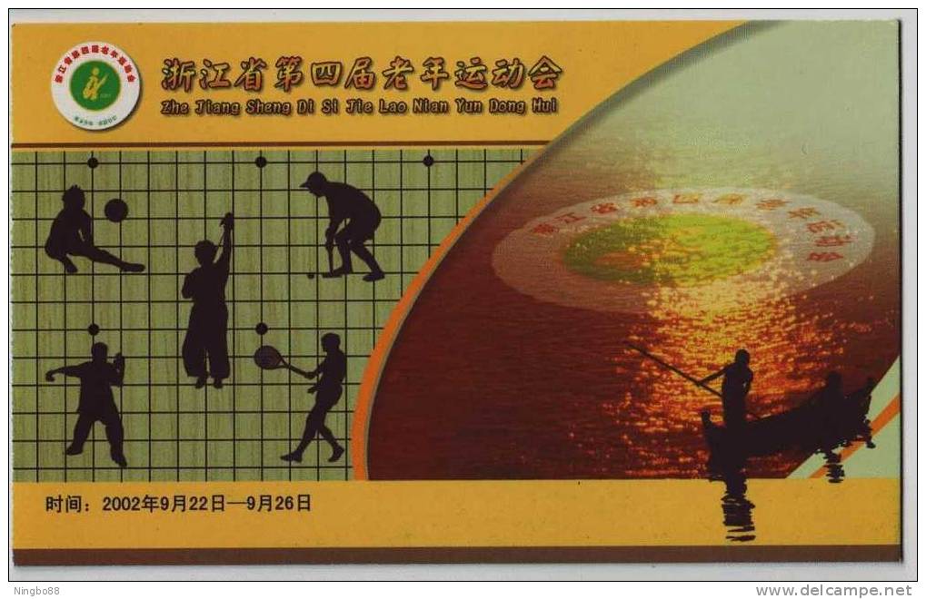 Tennis Volleyball Goalball Shadowboxing Weiqi Chess,CN 02 Zhejiang 4th Agedness Person Sport Game Adv Prestamped Card - Volleyball