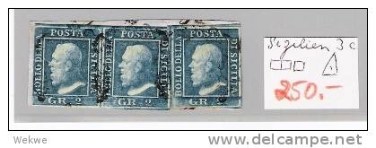 Spez070/ ITALIEN - SIZILIEN -  Schönes  Paar + Einzelmarke Auf Ausschnitt (Pair + Single Stamp Om Cut Out - Sicilia