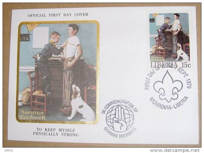 OFFICIAL  FDC  SCOUT LIBERIA ANNO 1979 - NORMAN ROCKWELL TO KEEP MYSELF PHISICALLY STRONG - Altri & Non Classificati