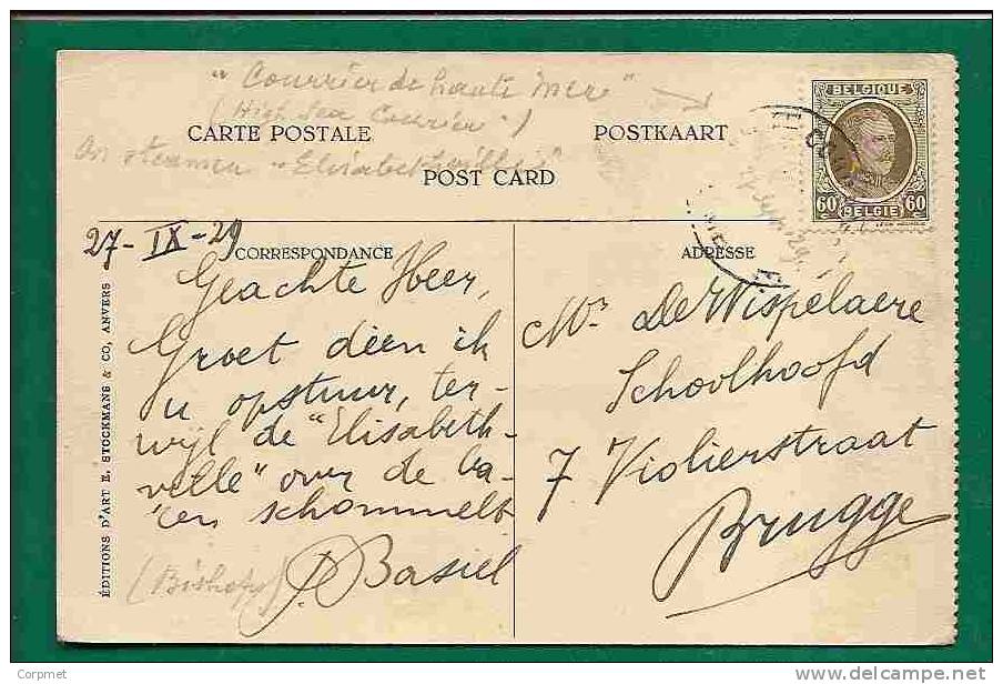 BELGIUM -POSTCARD COMPAGNIE BELGE MARITIME DU CONGO-POSTED 1929 ON BOARD SS.ELISABETHVILLE -COURRIER De HAUTE-MER CANCEL - Storia Postale