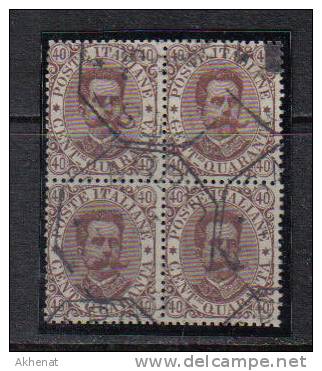 RG242 - REGNO 1889 , Umberto I : 40 Centesimi N. 45 Quartina Usata (difettosa) - Used