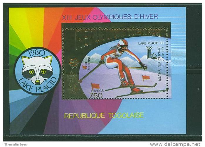 780N0014 Ski Bloc 152 Togo 1980 Neuf ** Jeux Olympiques De Lake Placid - Invierno 1980: Lake Placid