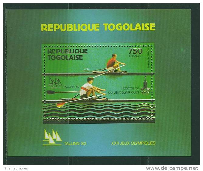 780N0016 Aviron Bloc 155 Togo 1980 Neuf ** Jeux Olympiques De Moscou - Remo