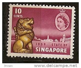 Singapour Singapore 1959 Leon Lion Obl - Singapur (1959-...)