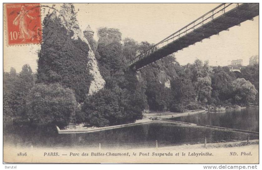 PARIS 19 - Parc Des Buttes Chaumont, Le Pont Suspendu Et Le Labyrinthe - District 19