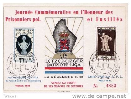 Spez109/ LUXEMBURG  -   Caritas 1945, ErstTagskarte/first Day Card, Politische Gefangene. Political Prisoners - 1940-1944 German Occupation