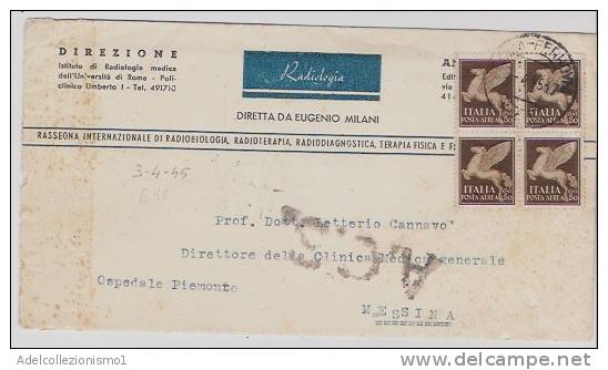 1880)lettera Con 4x50c Posta Aerea Imperiale Da Messina A Messina Il 2-4-1945 - Poststempel