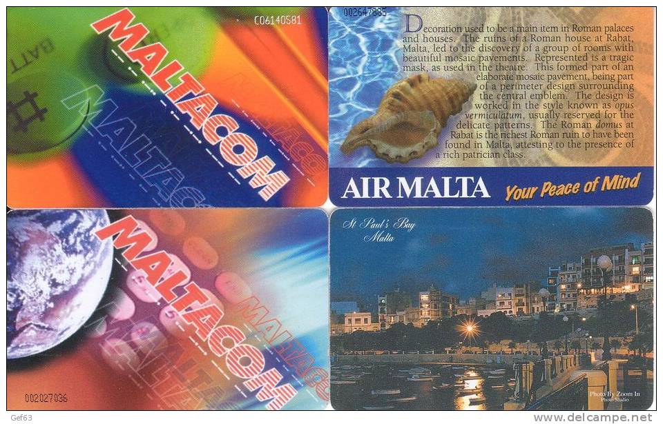 Lot De 4 Cartes Maltacom ° St Paul's Bay - Malta ° Air Malta - Malta