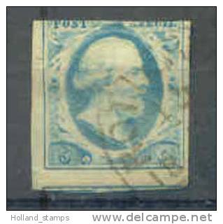 1852 Koning Willem III 5 Cent BLAUW NVPH 1 * Periode 1852  Nederland  Nr. 1 Gebruikt  (58) ROTTERDAM - Usati