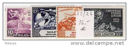 Spez118 SINGAPUR - / Mi. 23/26 , 1949 UPU, 75 Jahre * - Singapur (...-1959)